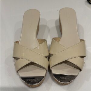 Jimmy Choo patent leather cork shoe